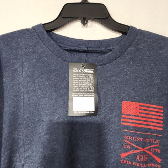 Grunt style ''This we'll defend'' blue shirt men's 4X - Picture 4 of 6